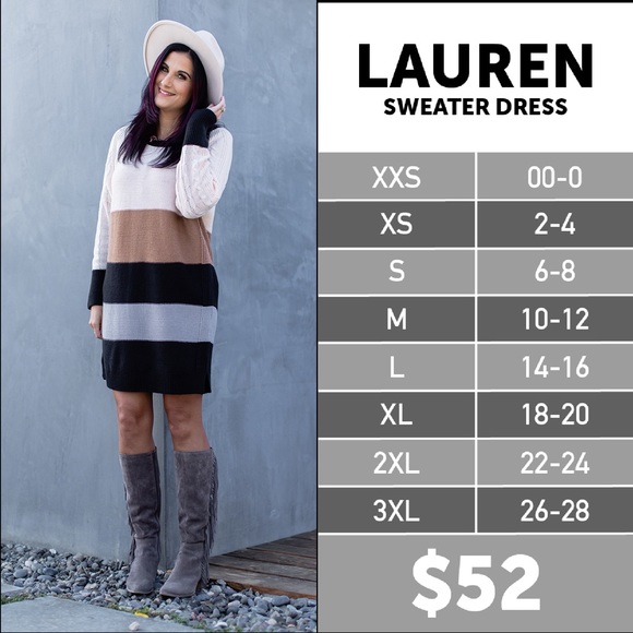 NWT LuLaRoe Lauren Sweater Dress Taupe Size Small - Picture 5 of 5